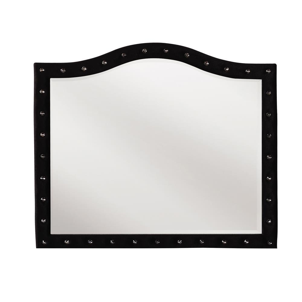 Deanna Button Tufted Dresser Mirror Black. Picture 4