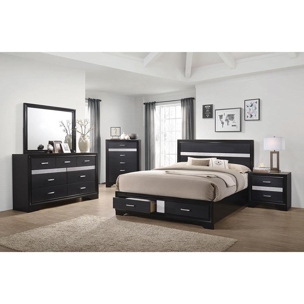 Miranda California King 2-drawer Storage Bed Black. Picture 1
