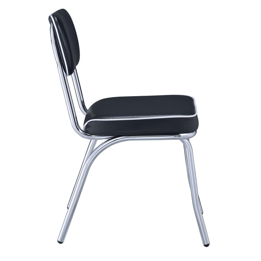 Retro Open Back Side Chairs Black And Chrome (Set Of 2). Picture 9
