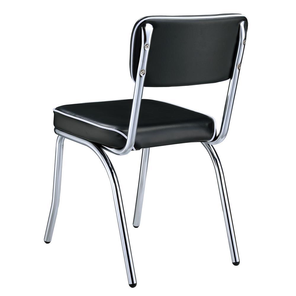 Retro Open Back Side Chairs Black And Chrome (Set Of 2). Picture 10