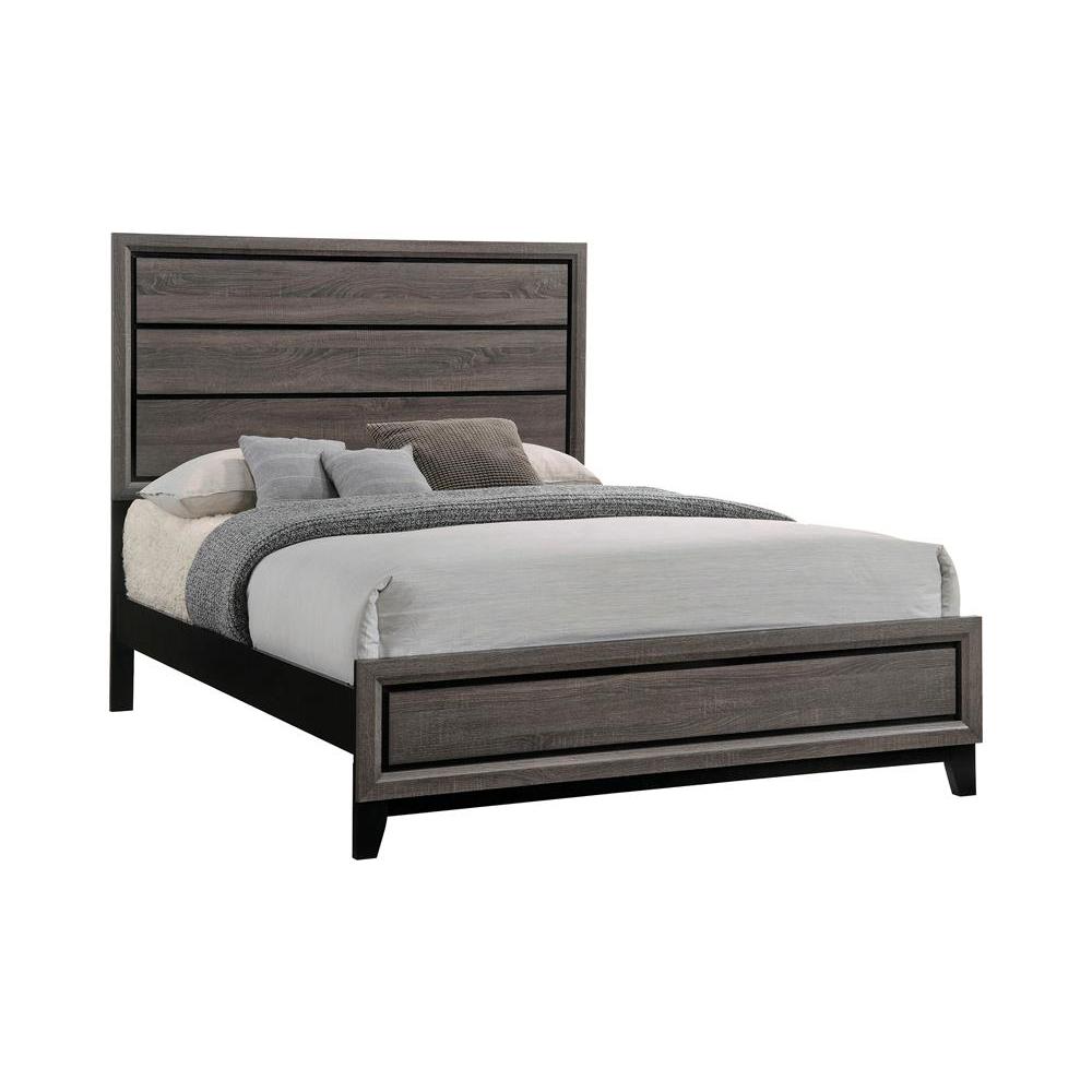 Watson California King Panel Bed Grey Oak and Black. Picture 1