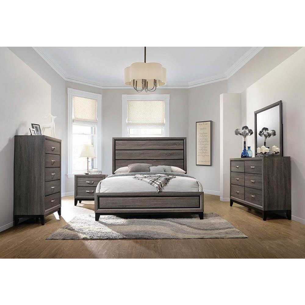 Watson Queen Bed Grey Oak and Black. Picture 1