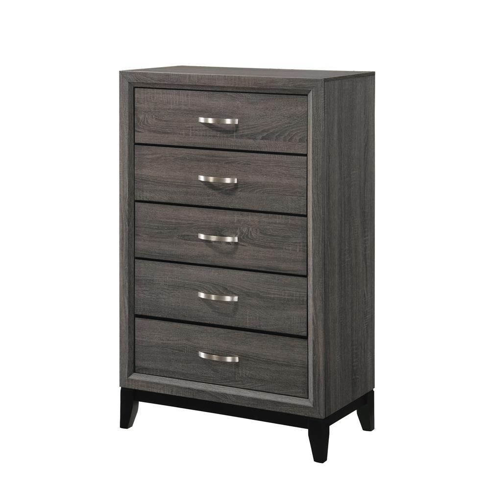 Watson 5-drawer Chest Grey Oak and Black. Picture 1