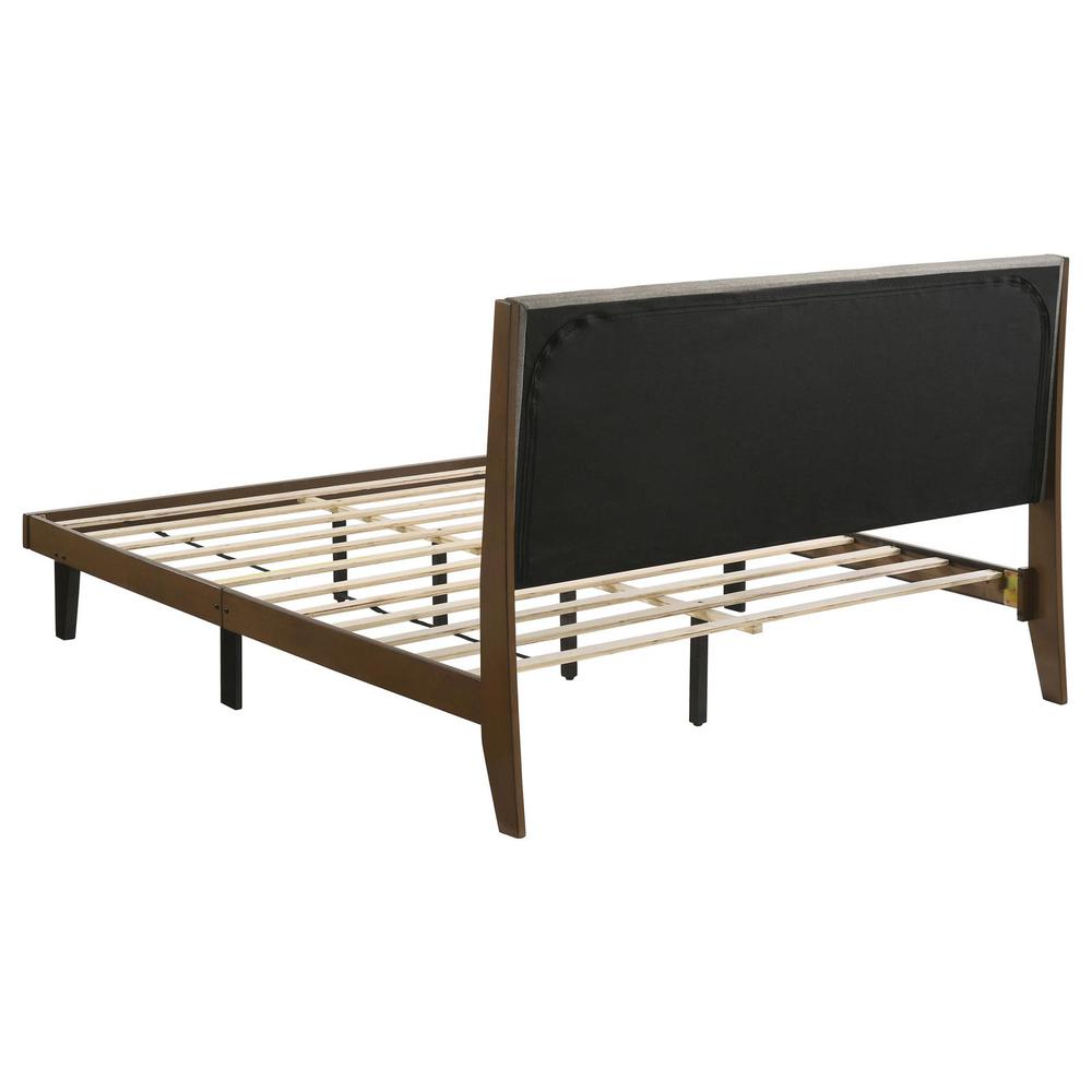 Mays Upholstered Eastern King Platform Bed Walnut Brown and Grey. Picture 4