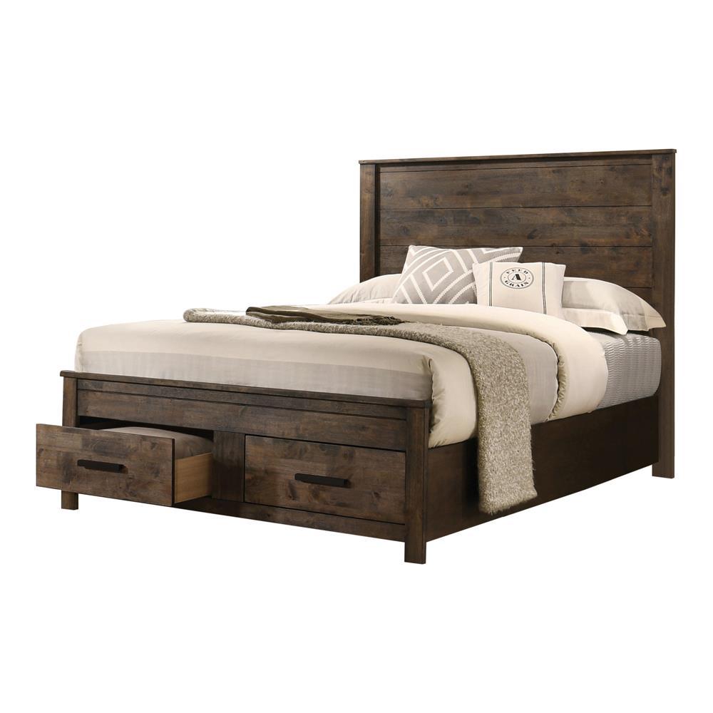 Woodmont Eastern King Storage Bed Rustic Golden Brown. Picture 1