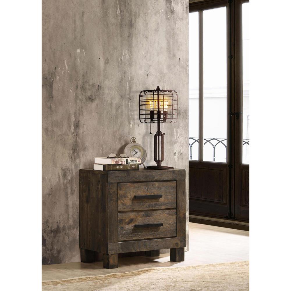 Woodmont 2-drawer Nightstand Rustic Golden Brown. Picture 1