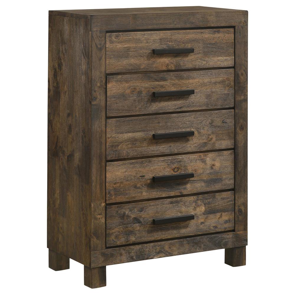 Woodmont 5-drawer Chest Rustic Golden Brown. Picture 2