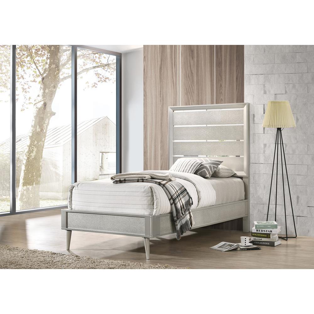 Ramon Twin Panel Bed Metallic Sterling. Picture 1