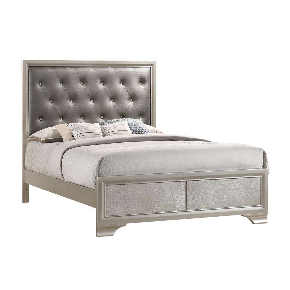 Salford Eastern King Panel Bed Metallic Sterling and Charcoal Grey. Picture 2