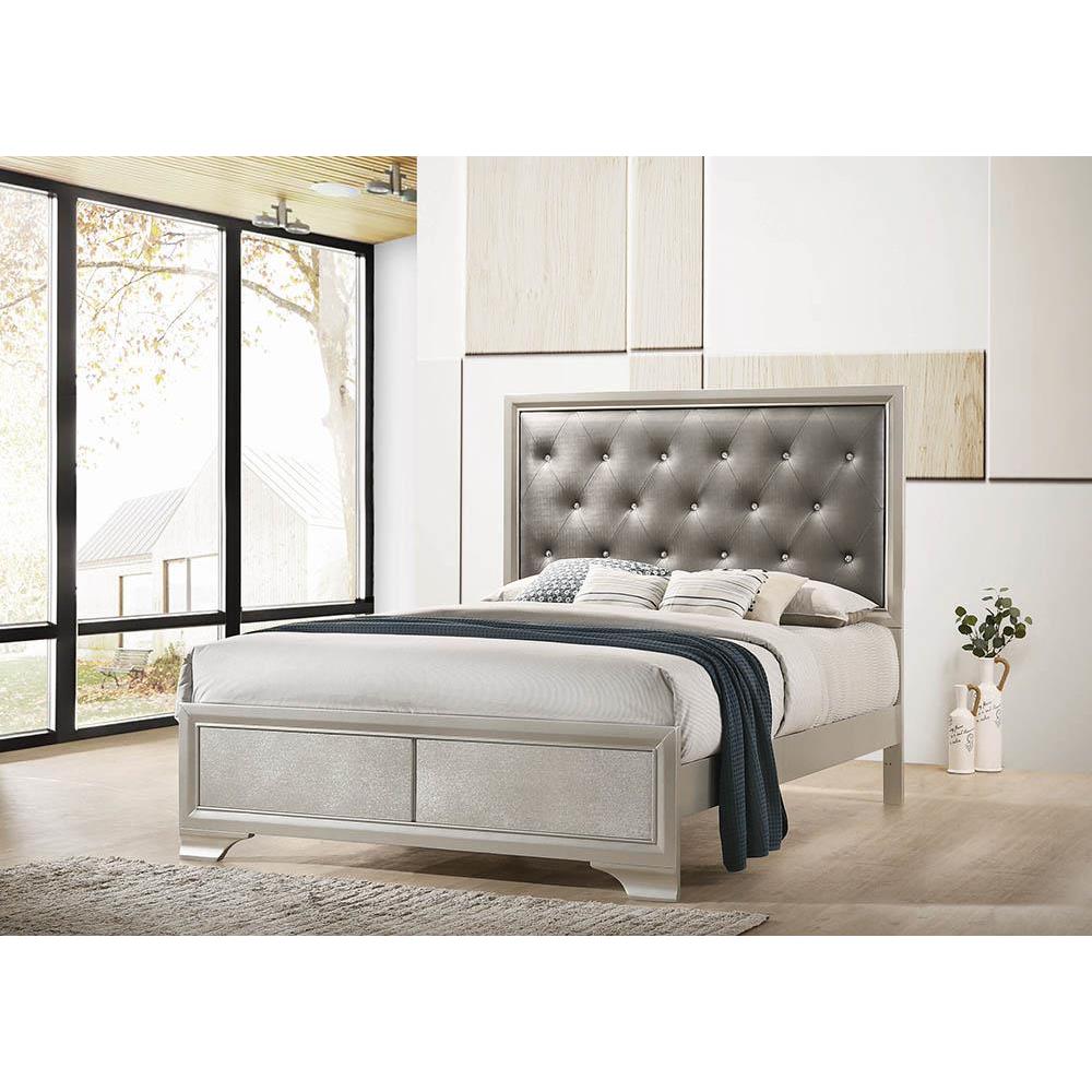 Salford Eastern King Panel Bed Metallic Sterling and Charcoal Grey. Picture 4