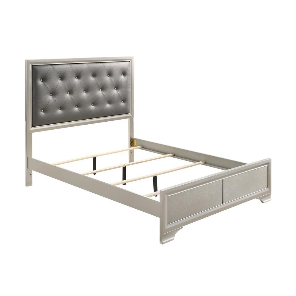 Salford Queen Panel Bed Metallic Sterling and Charcoal Grey. Picture 3
