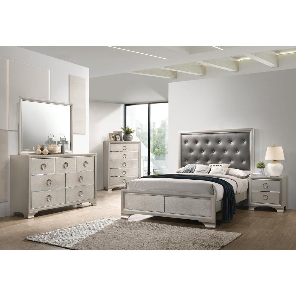 Salford Queen Panel Bed Metallic Sterling and Charcoal Grey. Picture 5
