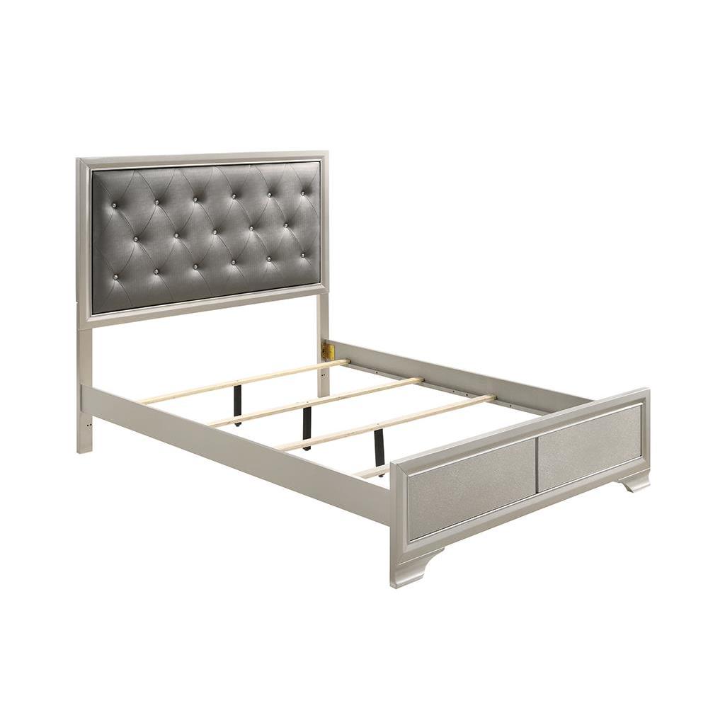 Salford Queen Panel Bed Metallic Sterling and Charcoal Grey. Picture 10