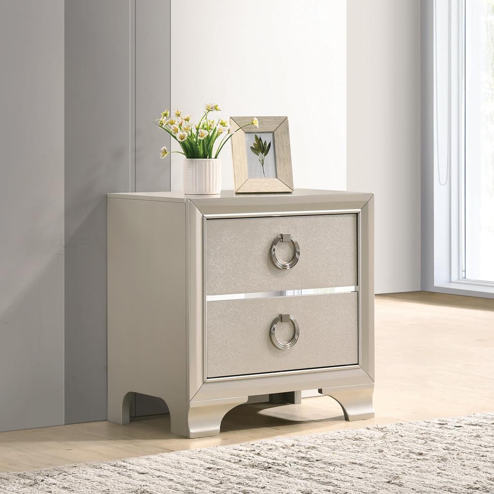 Salford 2-drawer Nightstand Metallic Sterling. Picture 12