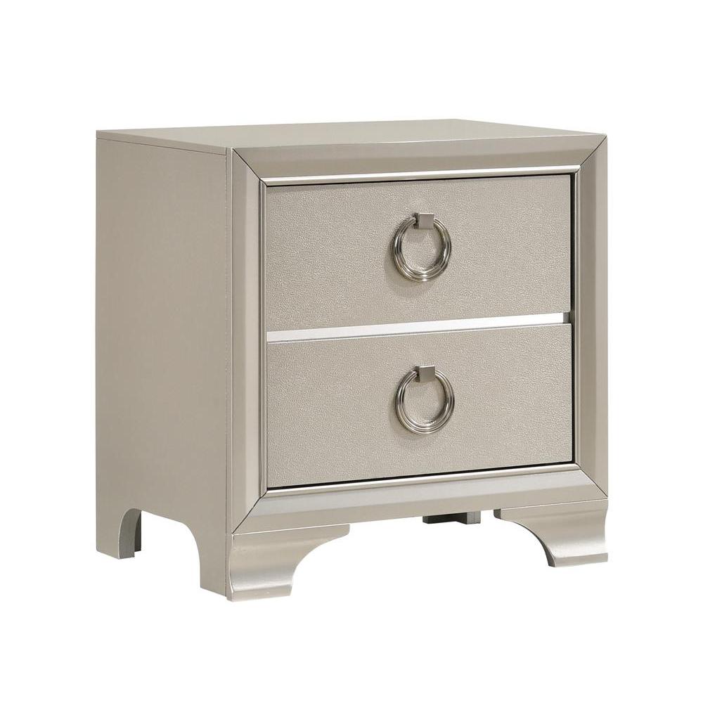 Salford 2-drawer Nightstand Metallic Sterling. Picture 1