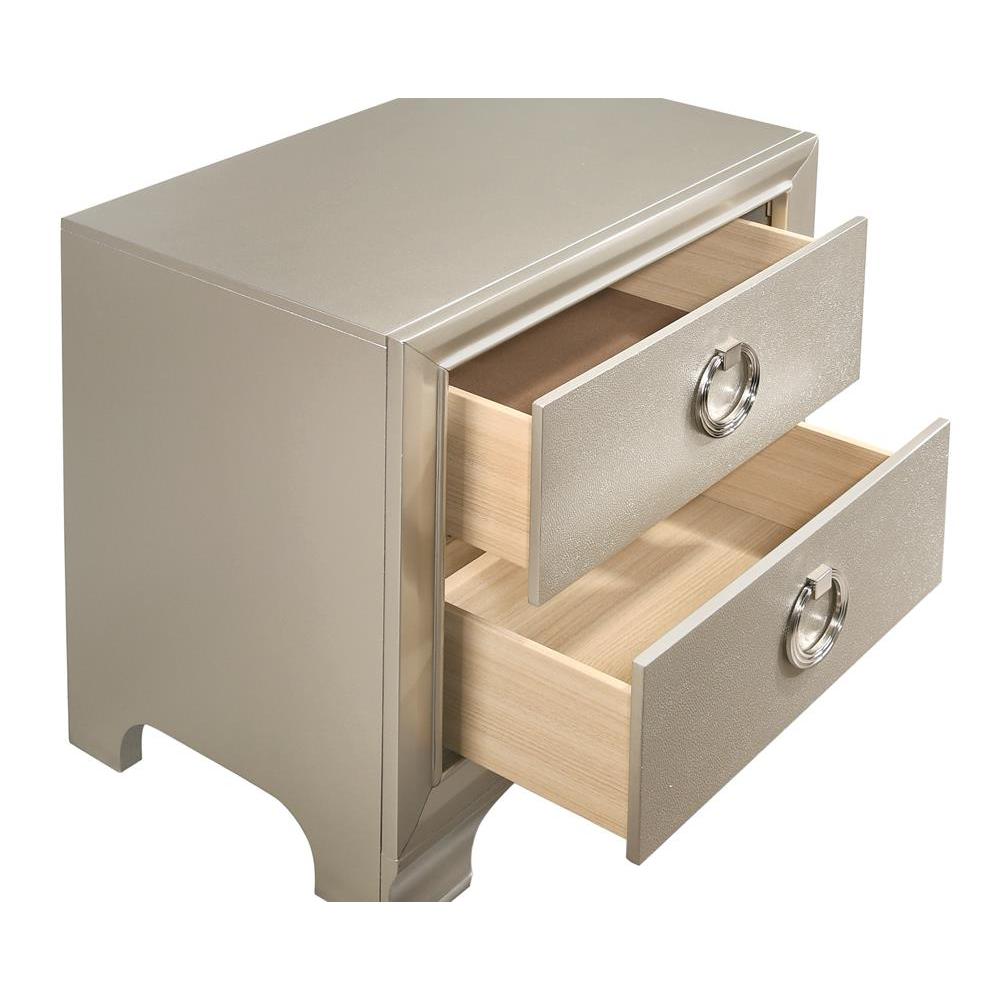 Salford 2-drawer Nightstand Metallic Sterling. Picture 2