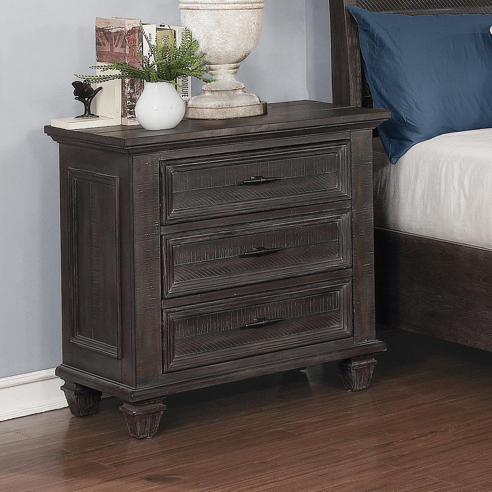 Atascadero 3-drawer Nightstand Weathered Carbon. Picture 4