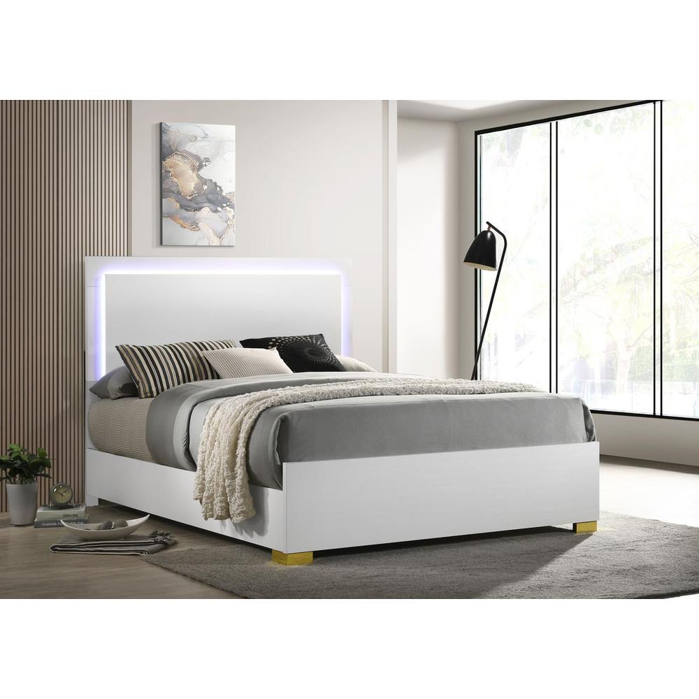 Marceline Eastern King Bed with LED Headboard White. Picture 7