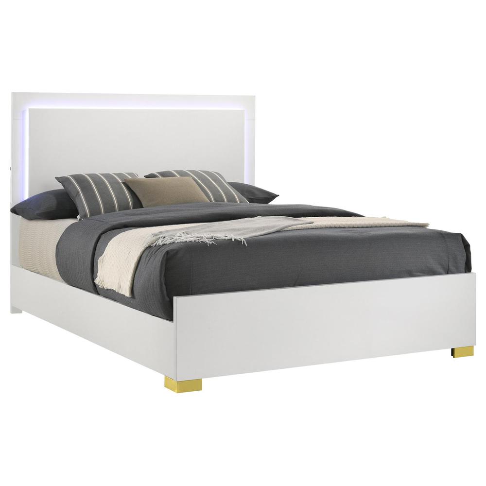 Marceline Eastern King Bed with LED Headboard White. Picture 1