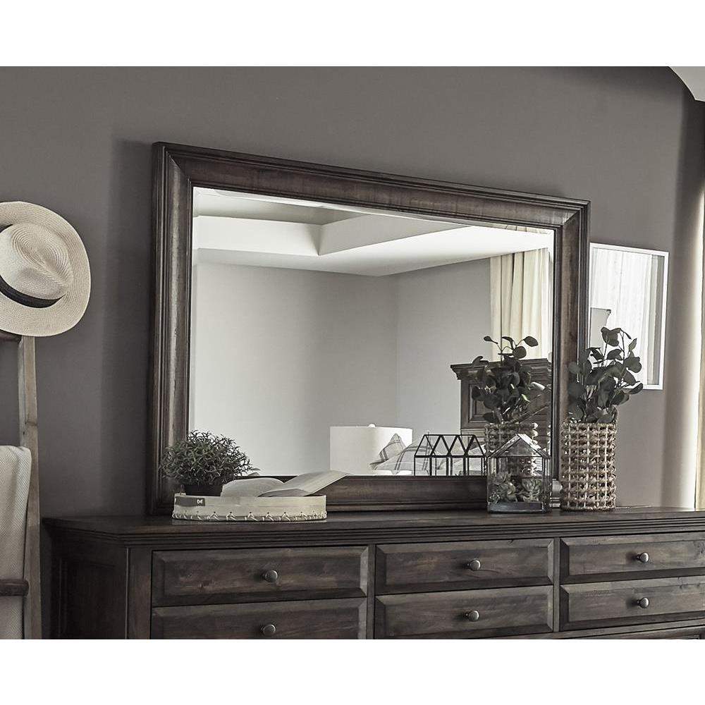 Avenue Rectangle Dresser Mirror Weathered Burnished Brown. Picture 1