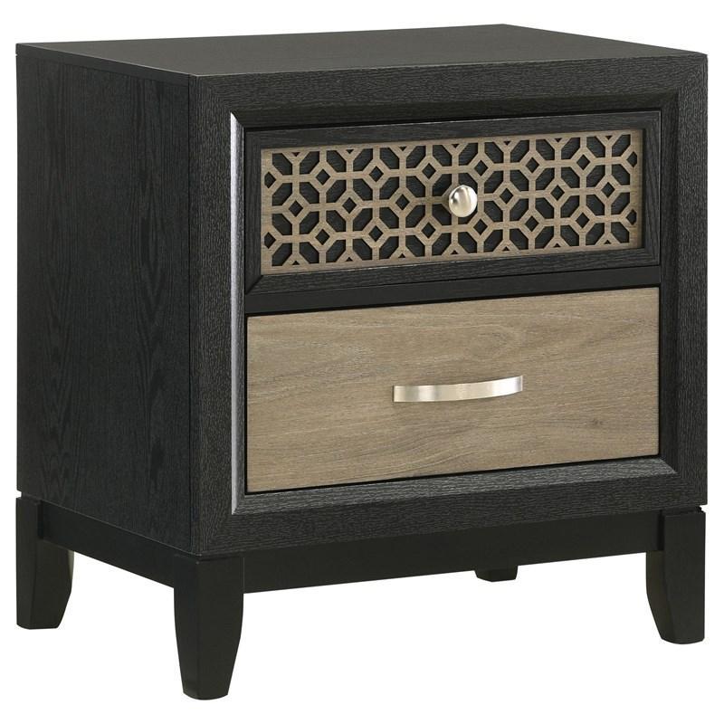 Valencia 2-drawer Nightstand Light Brown and Black. Picture 1