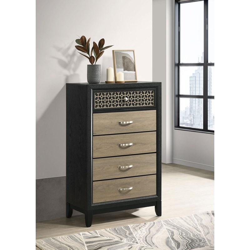 Valencia 5-drawer Chest Light Brown and Black. Picture 1