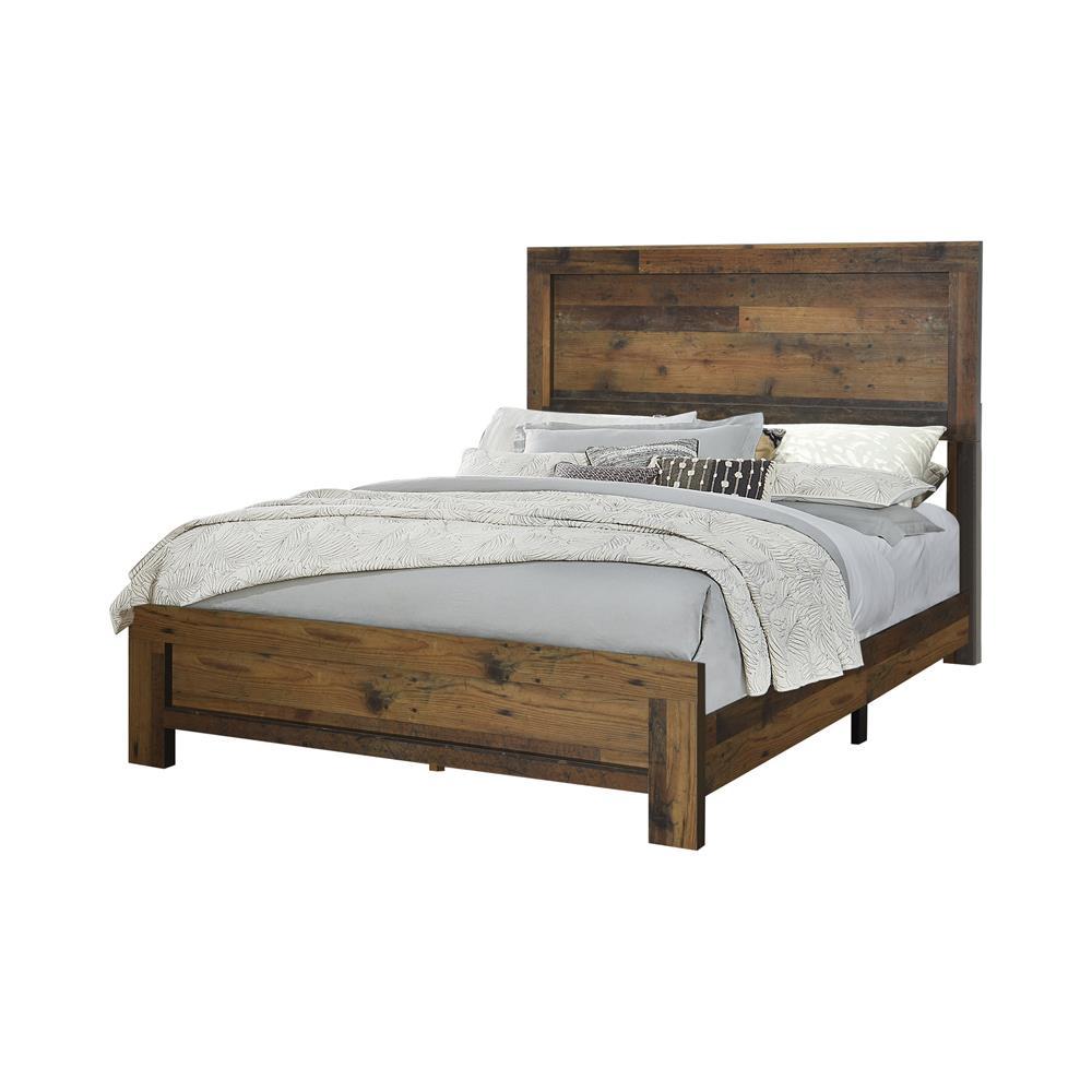Sidney Eastern King Panel Bed Rustic Pine. Picture 1