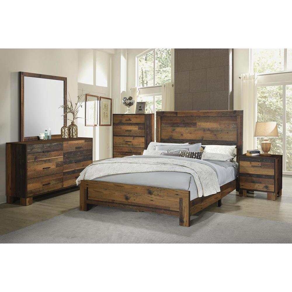 Sidney Queen Panel Bed Rustic Pine. Picture 2