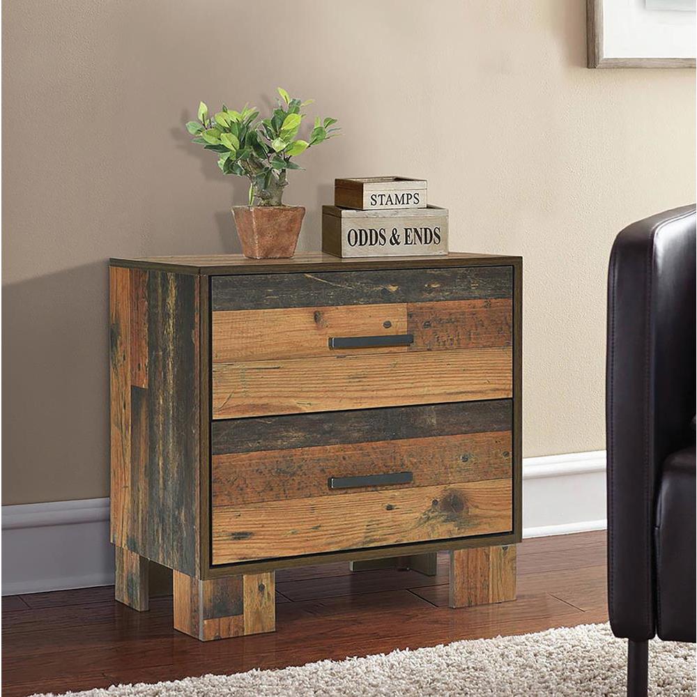 Sidney 2-drawer Nightstand Rustic Pine. Picture 1