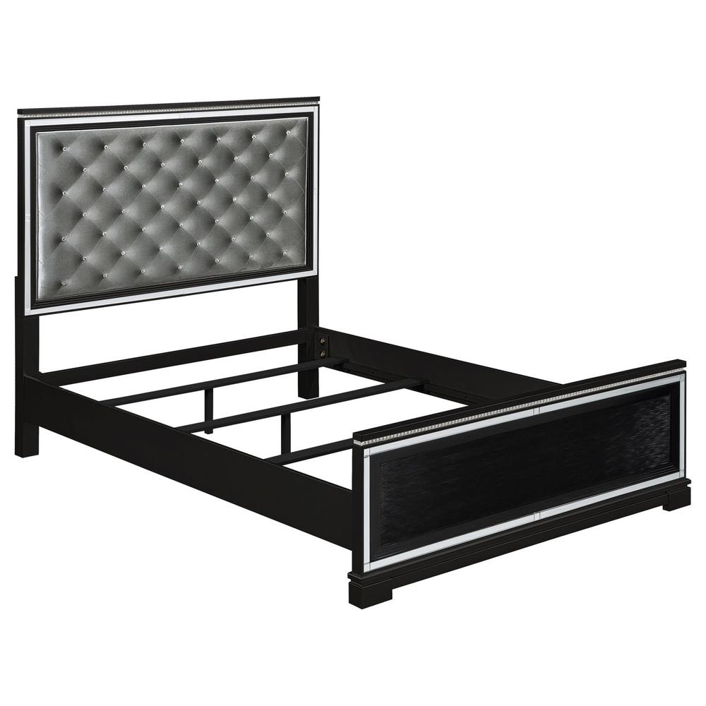 Cappola Upholstered Tufted Bed Silver and Black. Picture 2