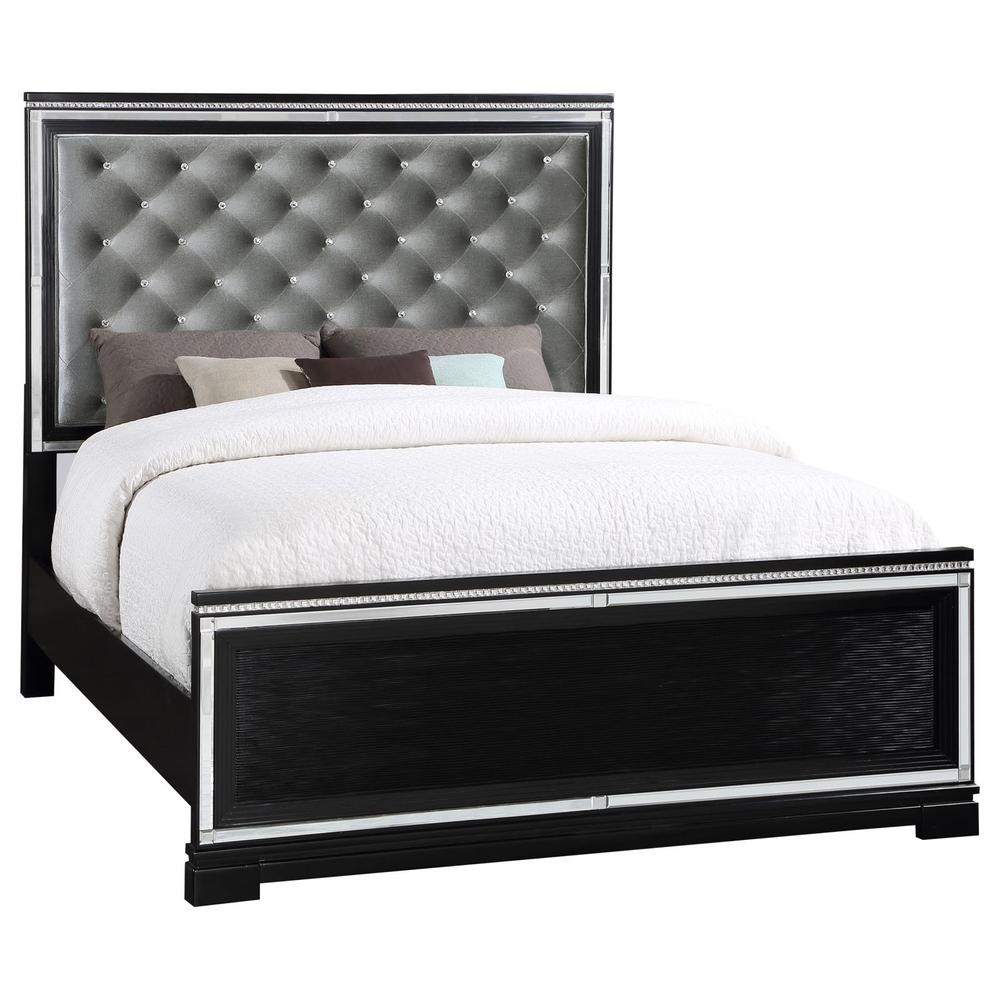 Cappola Upholstered Tufted Bed Silver and Black. Picture 3