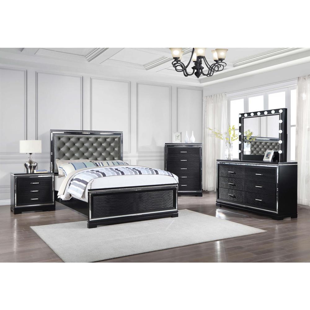 Eleanor Upholstered Tufted Bed Silver And Black. Picture 10