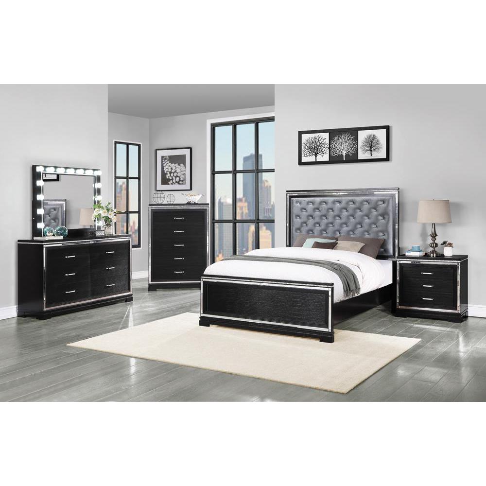 Cappola Upholstered Tufted Bedroom Set Silver and Black. Picture 4