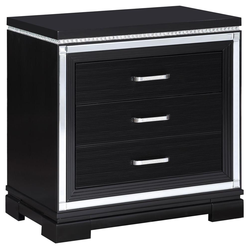 Cappola Rectangular 2-drawer Nightstand Silver and Black. Picture 1