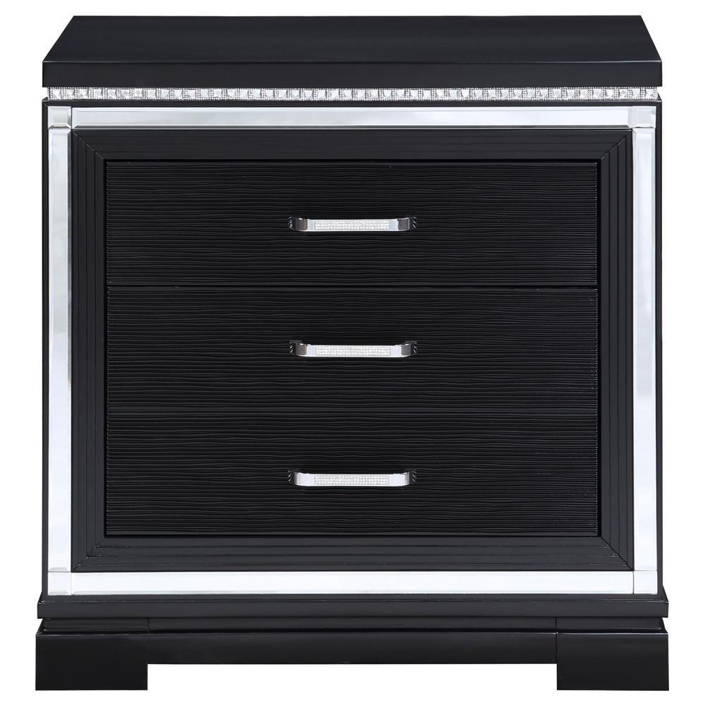 Cappola Rectangular 2-drawer Nightstand Silver and Black. Picture 2