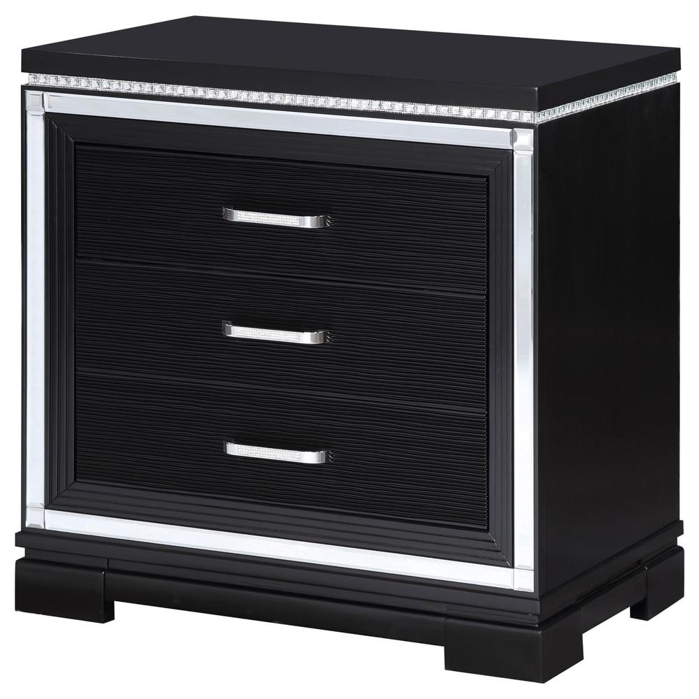 Cappola Rectangular 2-drawer Nightstand Silver and Black. Picture 3
