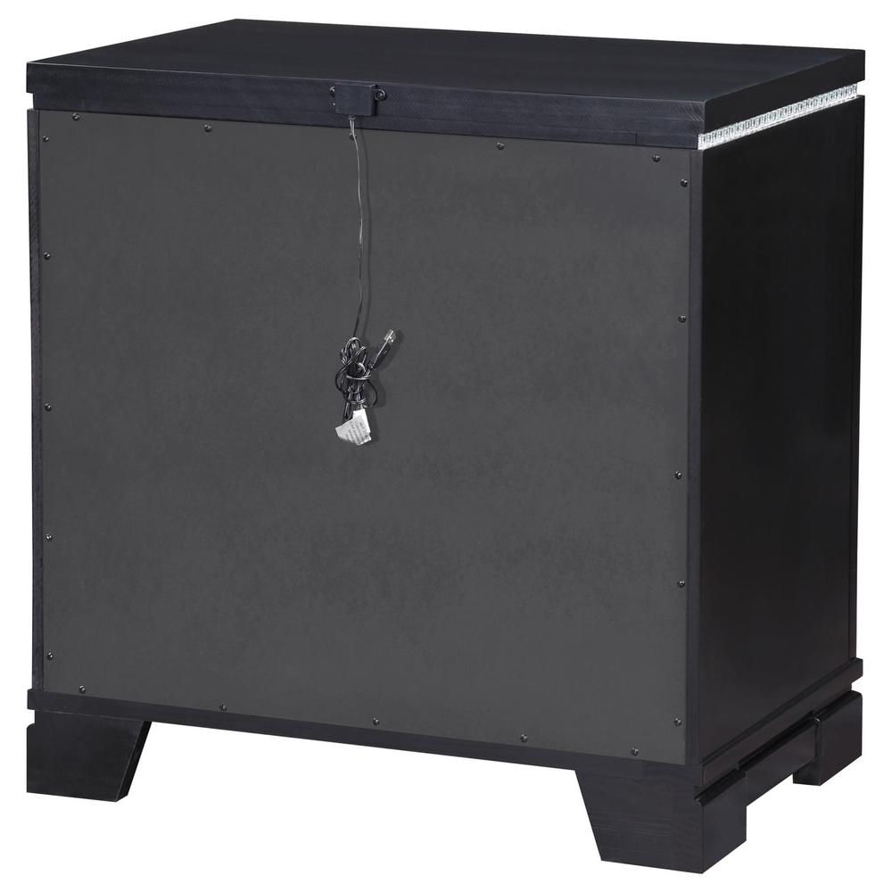 Cappola Rectangular 2-drawer Nightstand Silver and Black. Picture 7