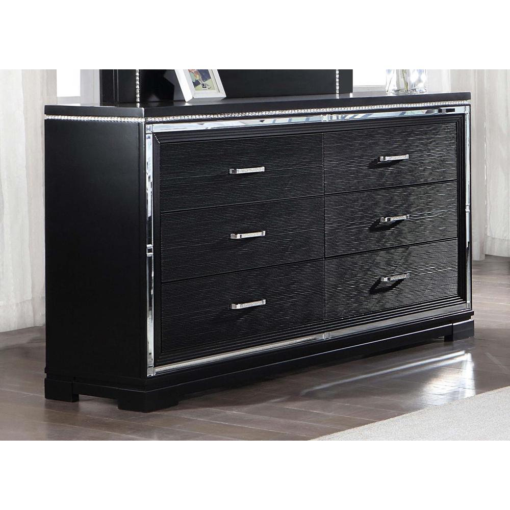 Cappola Rectangular 6-drawer Dresser Silver and Black. Picture 1