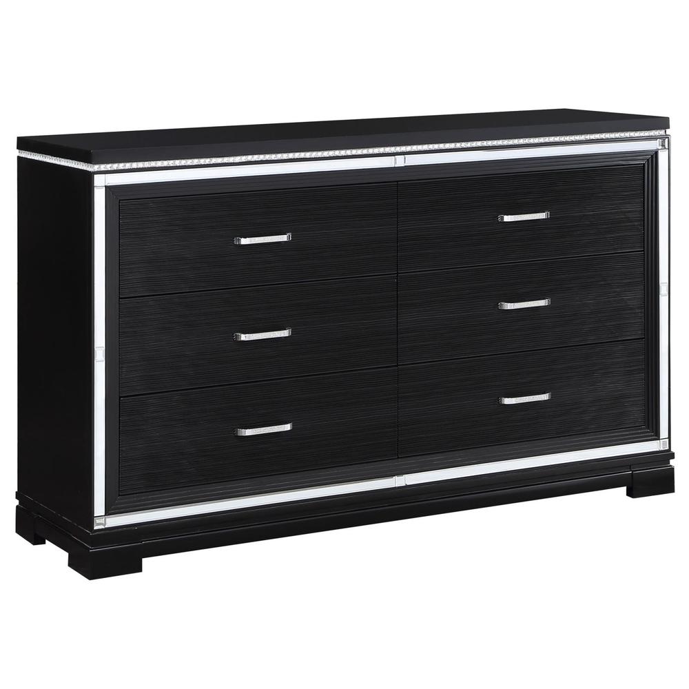 Cappola Rectangular 6-drawer Dresser Silver and Black. Picture 2