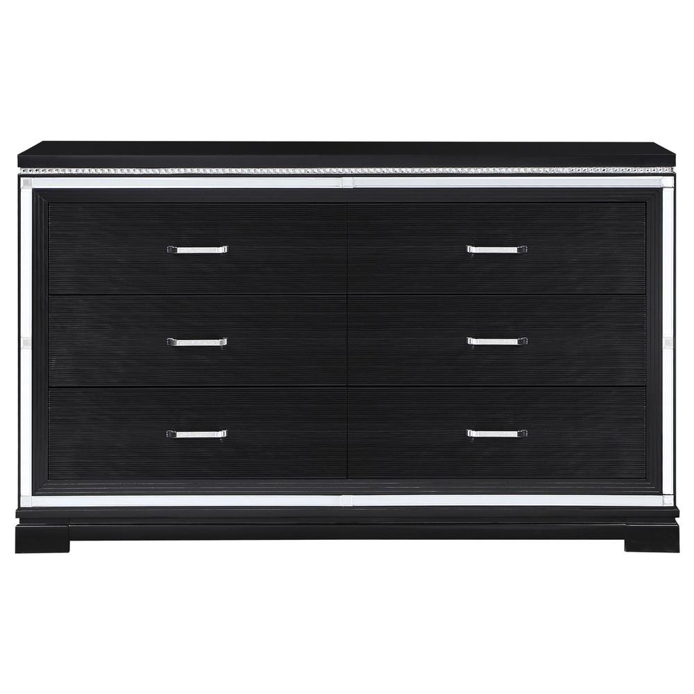 Cappola Rectangular 6-drawer Dresser Silver and Black. Picture 3
