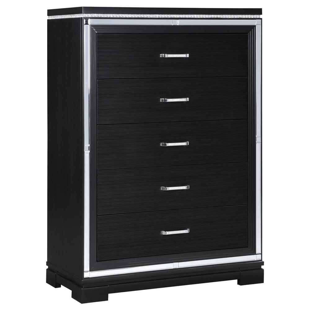 Cappola Rectangular 5-drawer Chest Silver and Black. Picture 2