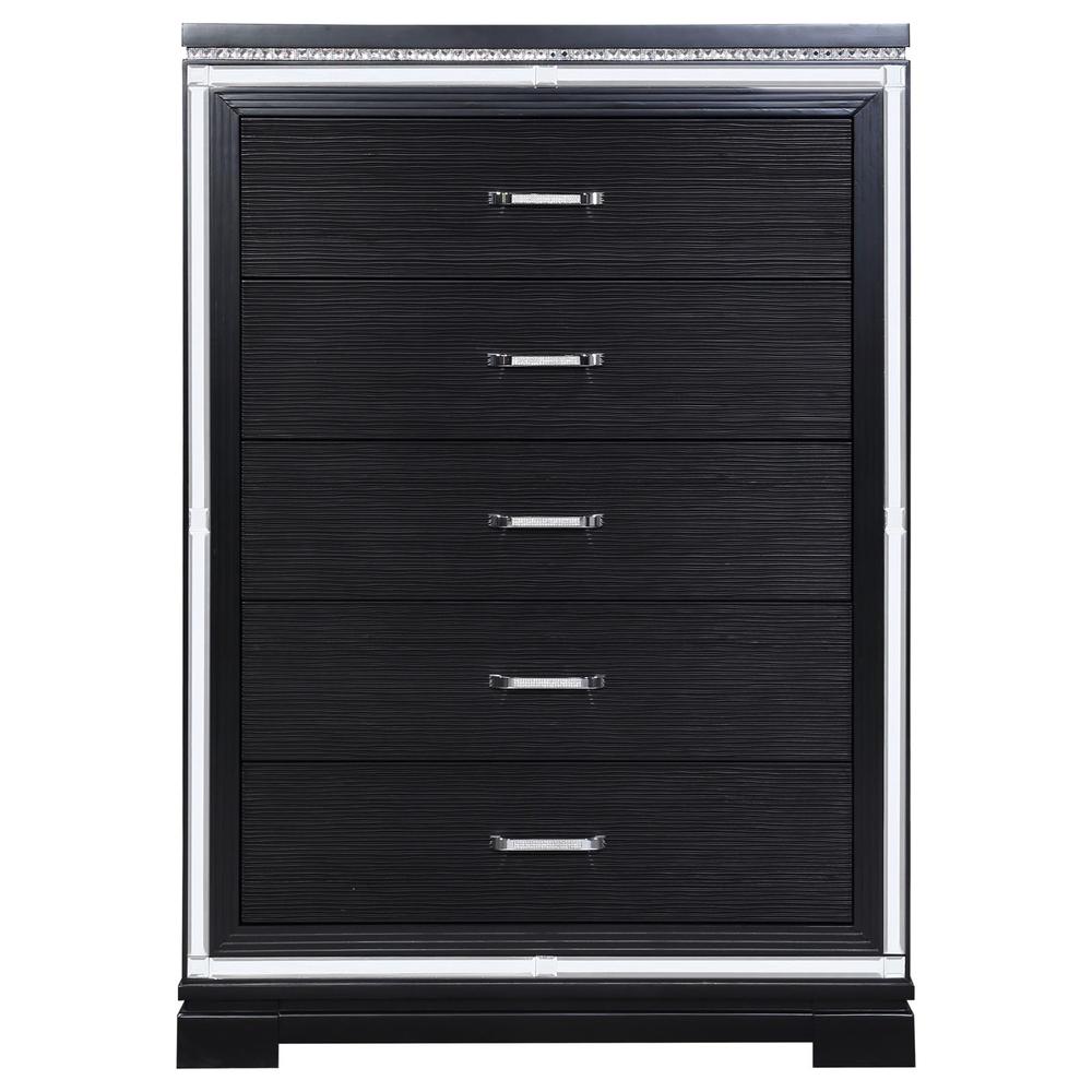 Cappola Rectangular 5-drawer Chest Silver and Black. Picture 3