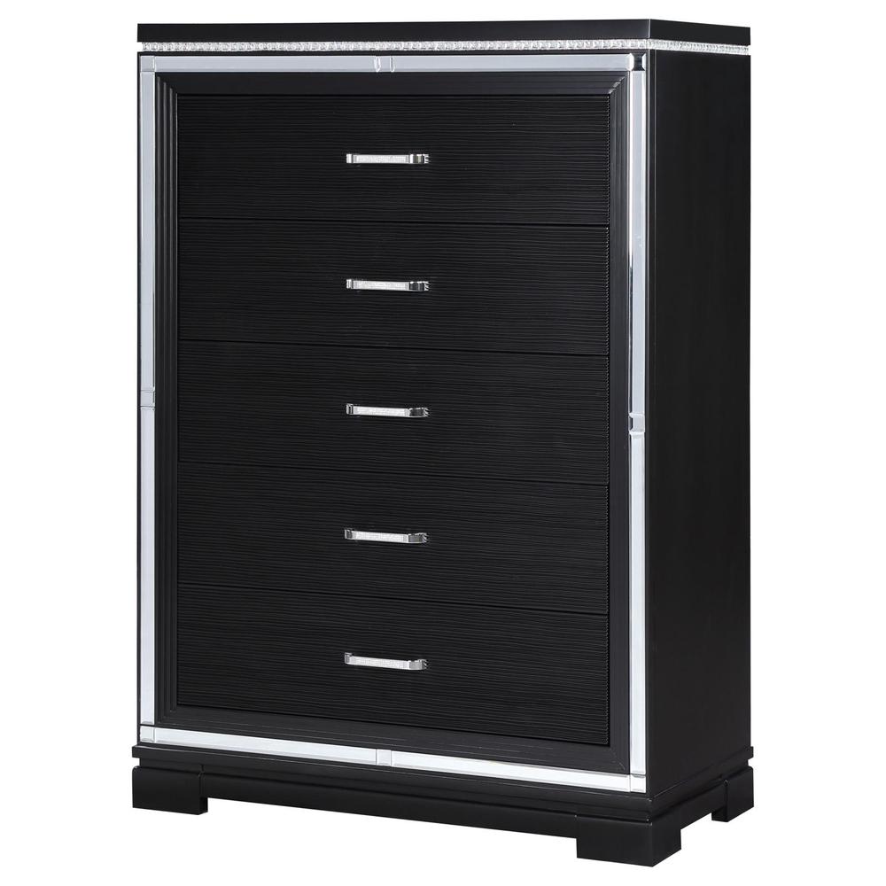 Cappola Rectangular 5-drawer Chest Silver and Black. Picture 4