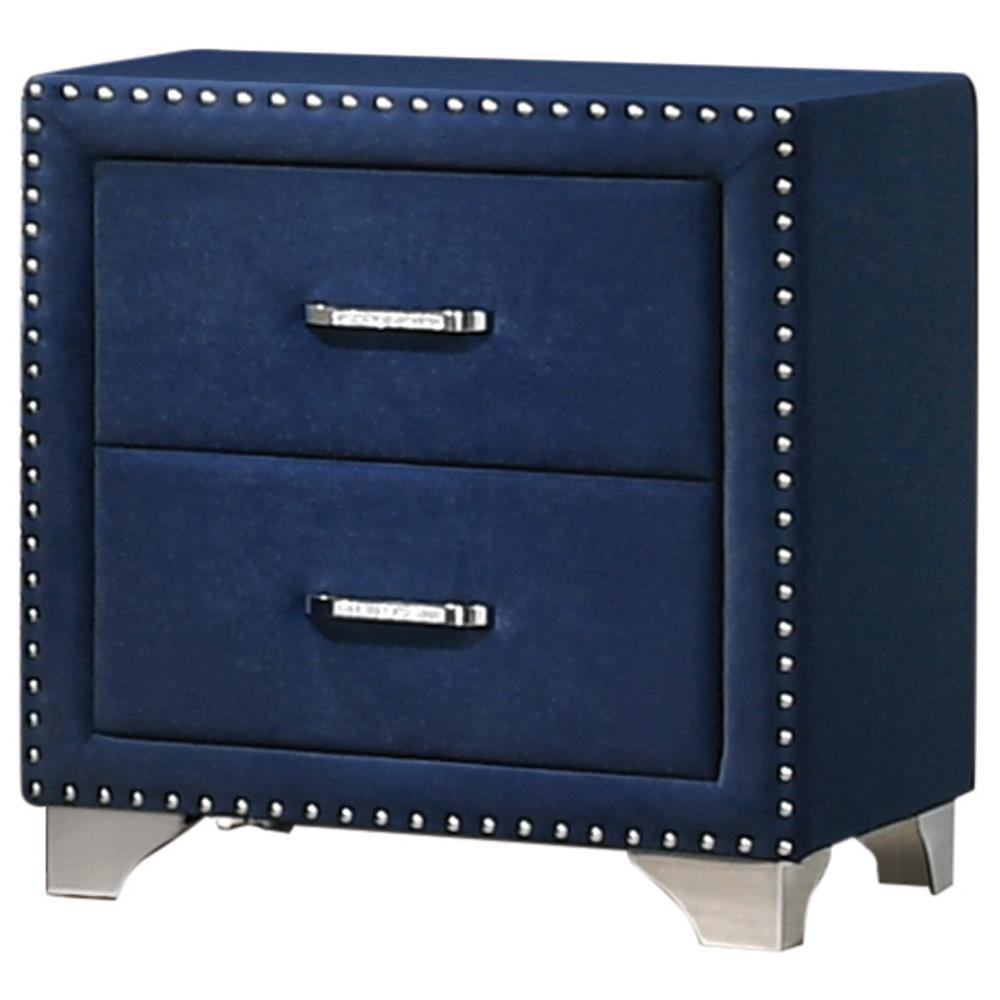 Melody 2-drawer Upholstered Nightstand Pacific Blue. Picture 2