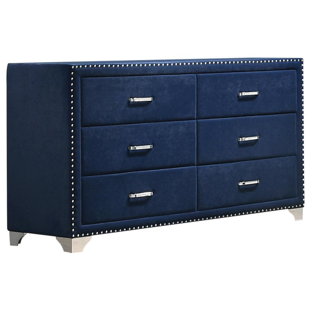 Melody 6-drawer Upholstered Dresser Pacific Blue. Picture 1