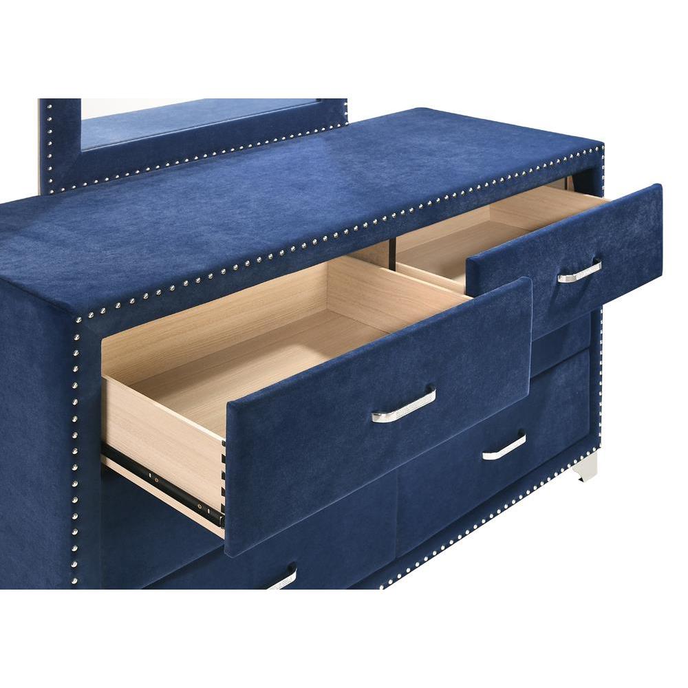 Melody 6-drawer Upholstered Dresser Pacific Blue. Picture 2