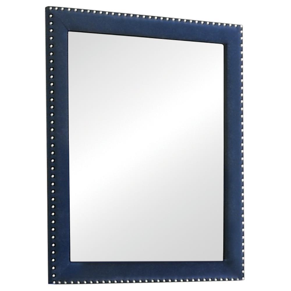 Melody Rectangular Upholstered Dresser Mirror Pacific Blue. Picture 1