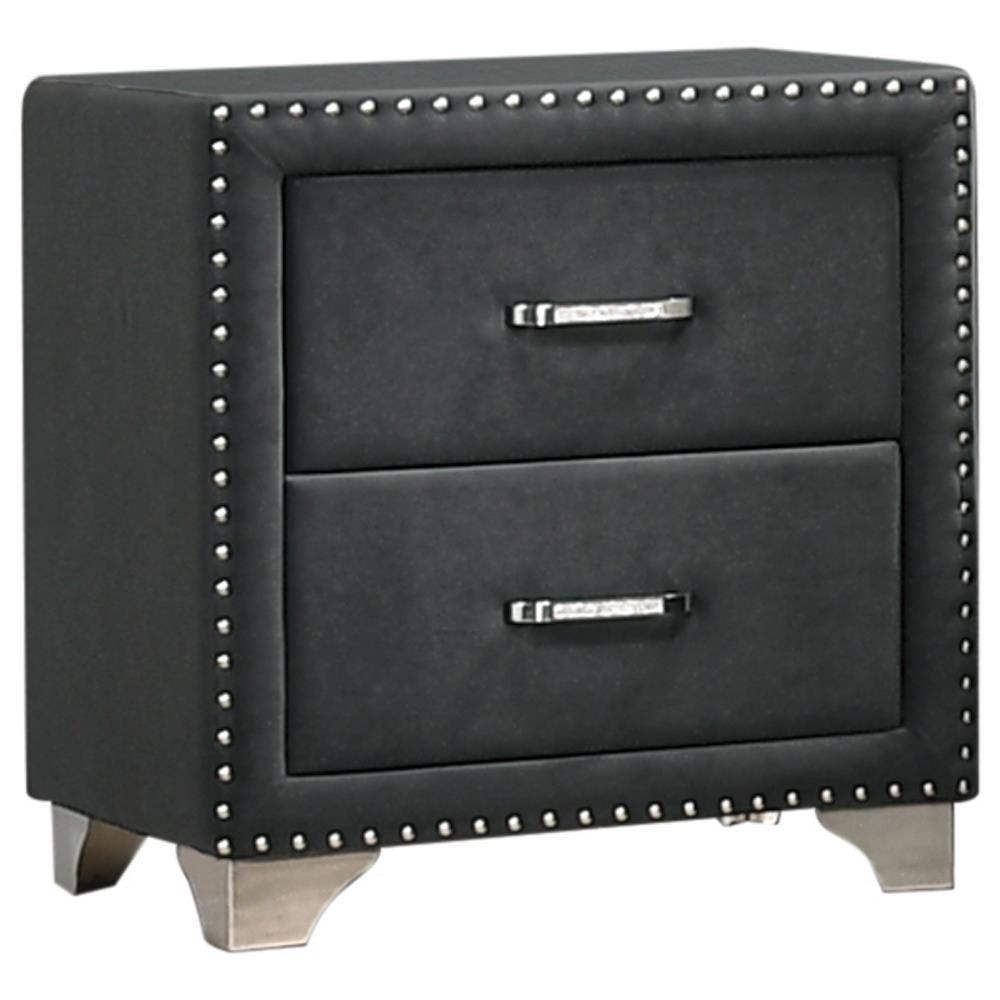 Melody 2-drawer Upholstered Nightstand Grey. Picture 2