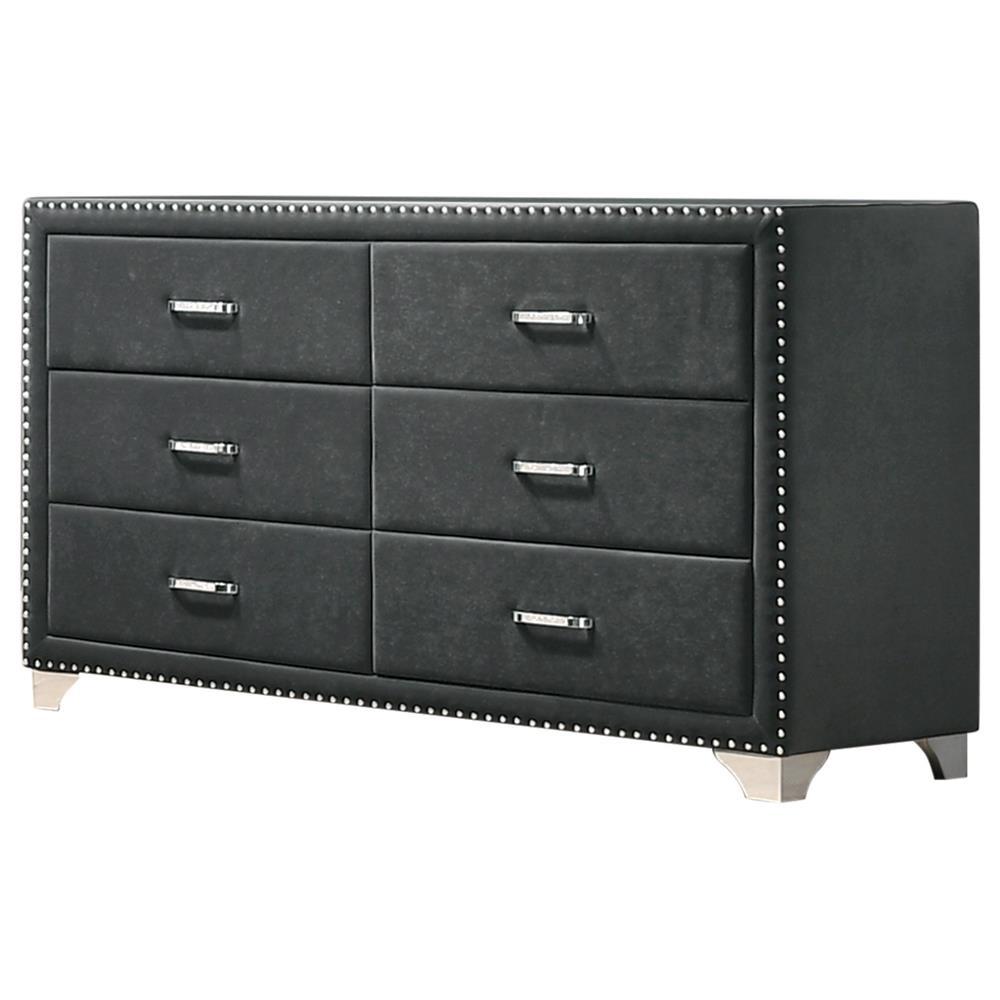 Melody 6-drawer Upholstered Dresser Grey. Picture 1