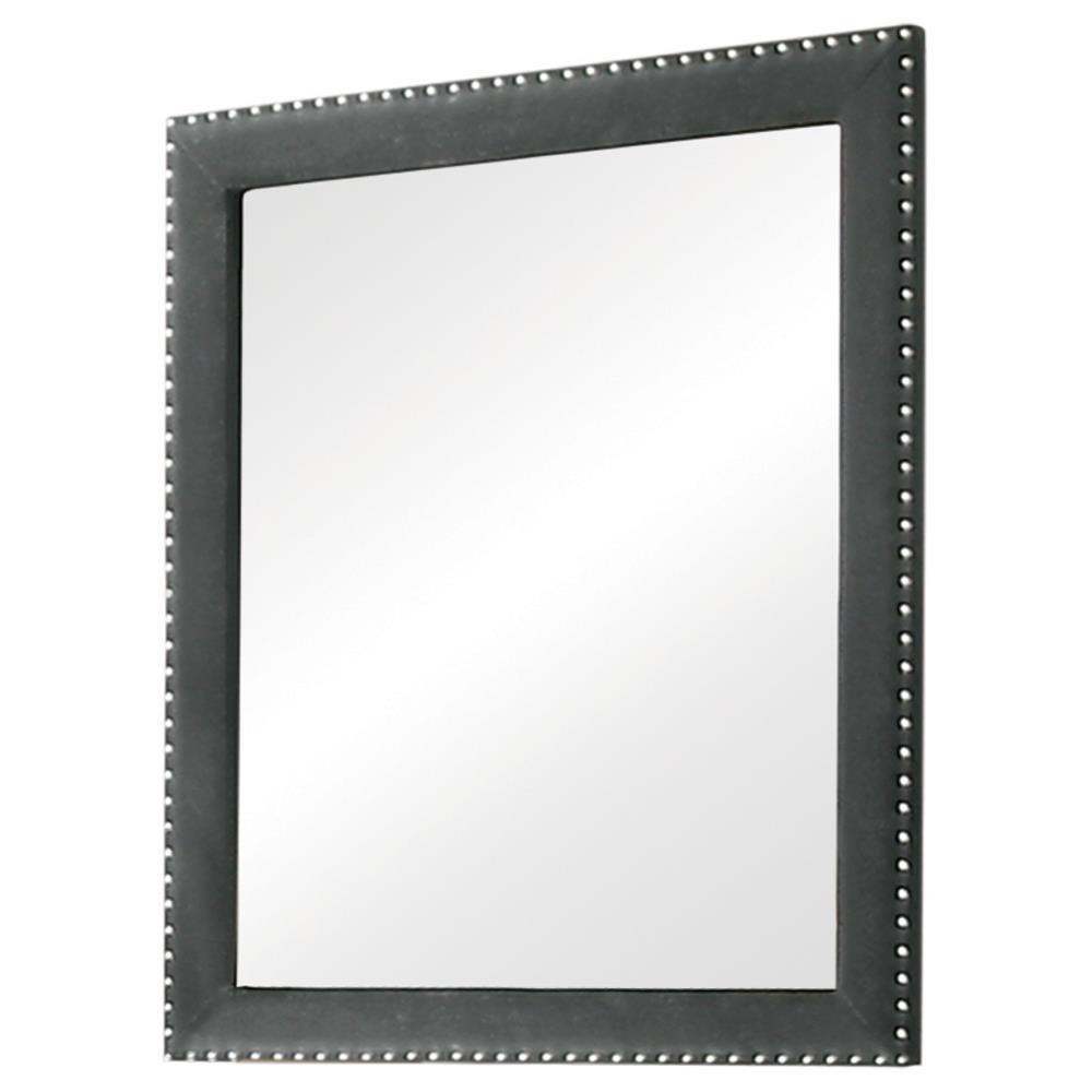 Melody Rectangular Upholstered Dresser Mirror Grey. Picture 1